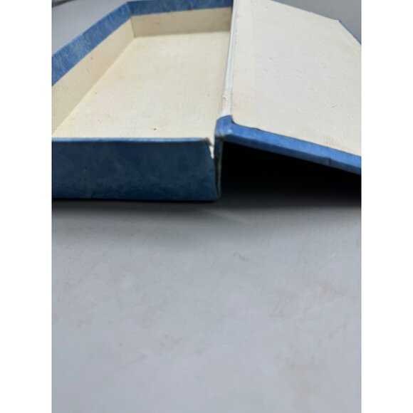 Vintage Blue Floral Design Rectangular trinket Box cardboard 11.5x4.5x1" READ - Picture 4 of 6